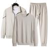 Cotton Casual Suit Men's Running Sports Cardigan Stand Up Collar Hoodie Three Piece Set