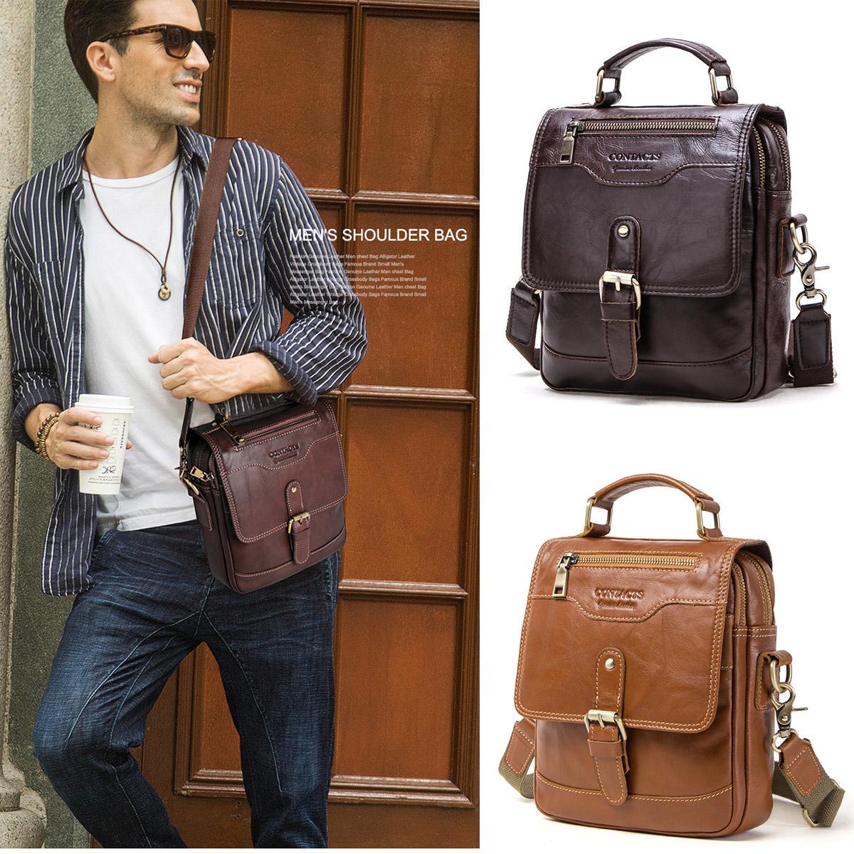 

CONTACT S мужская кожаная сумка кросс-боди в винтажном стиле