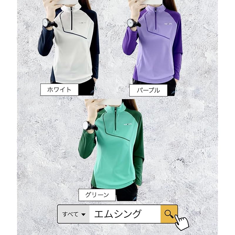 [M-Thing] Tops Training Wear Half Zip Bicolor Golf Wear Running Breathable Ladies Spring Summer Autumn Rush Shirt Thin T-shirt Big Size Fishing Wear
