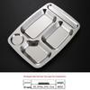 Stainless Steel 5-Compartment Divided Canteen Plate