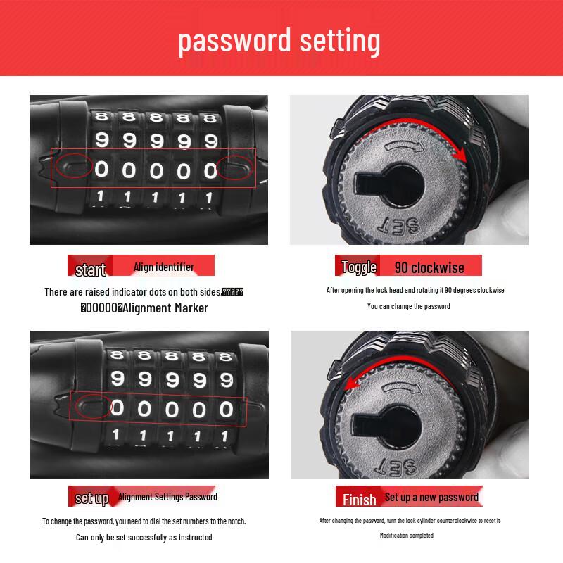 Penglian Anti-Theft Bicycle & Electric Scooter Password Cable Lock