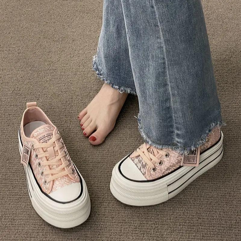 

Модные Новинки Женские Холщовые Туфли на Шнуровке в Предложении Тренды 2025 39 Высокое Качество Корейский Легкий Распродажи Повседневная Повседневная Женская Обувь 40