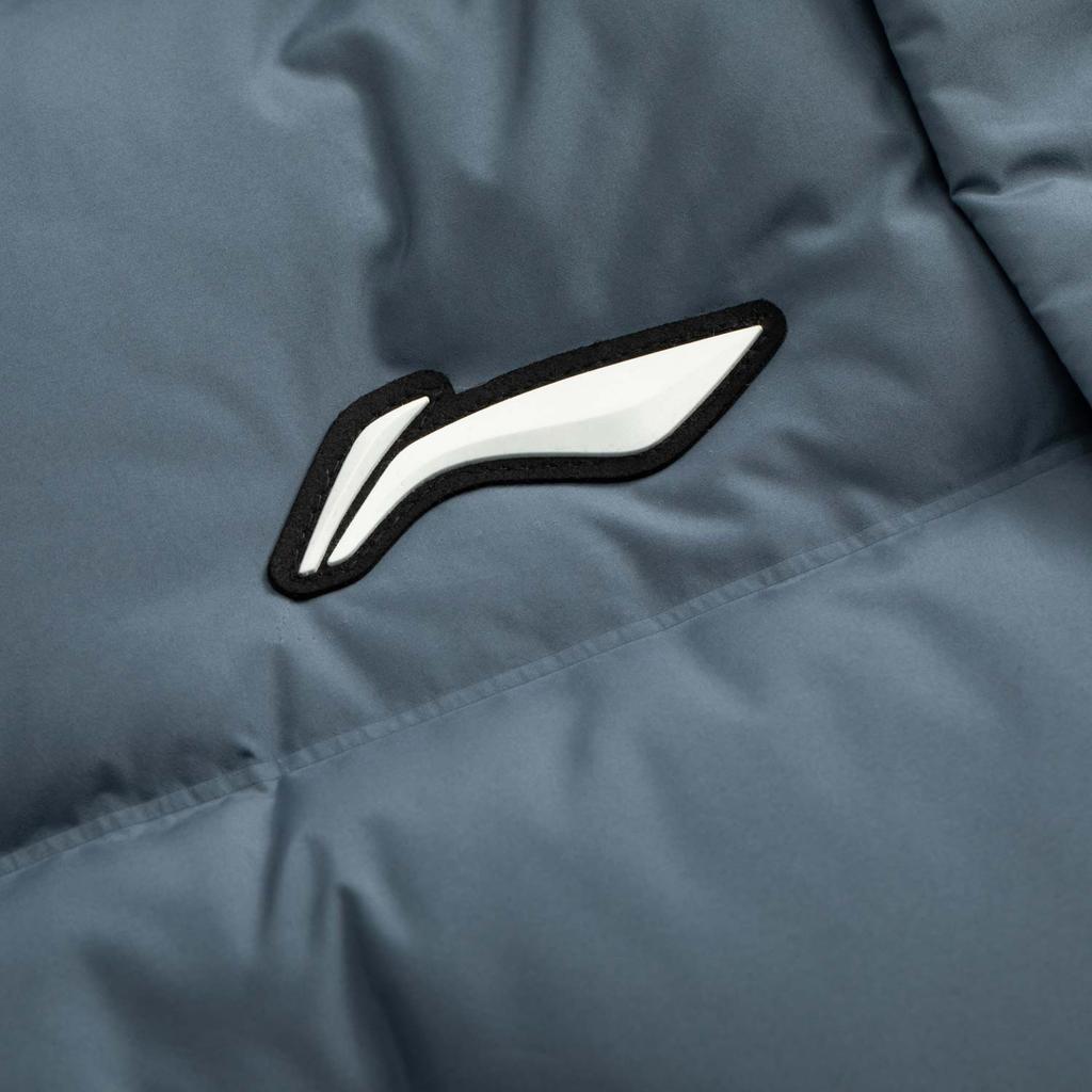 Li-Ning Comfortable Simple Long Hooded Zipper Down Jacket Unisex Outerwear Lime-Blue AYMV137-2