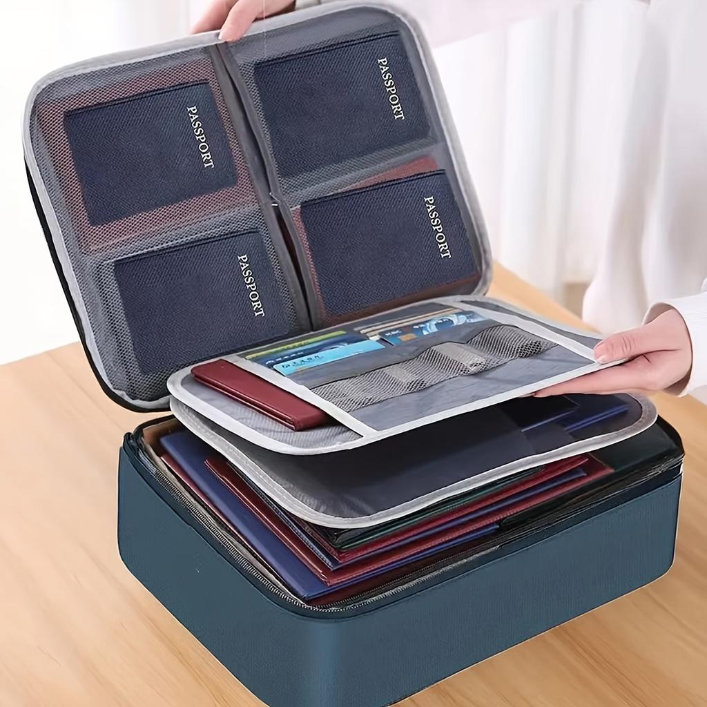 1 pz Borsa portadocumenti a 3 strati di grande capacità con blocco password, impermeabile, adatta per casa, famiglia, scatola multifunzionale per certificato