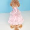 Pet Dress Bow Tie 3D Flowers Sequins Rhinestone Decor Breathable Mesh Pomeranian Chihuahua Puppy