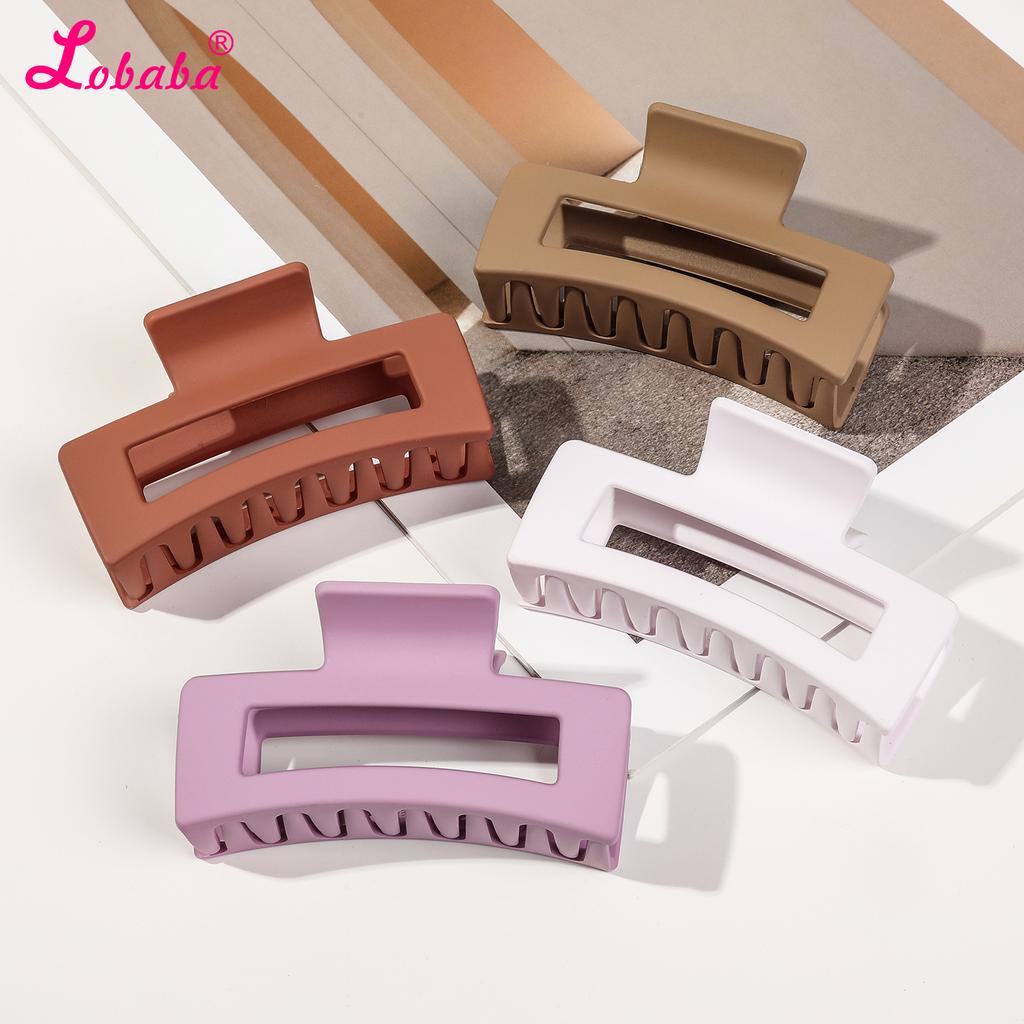 4 Pcs Warm Color Big Hair Claw Clips 3.3" Non-slip Square Matte Banana Clips for Women,Strong Hold Jaw Clips for Thick Thin Hair