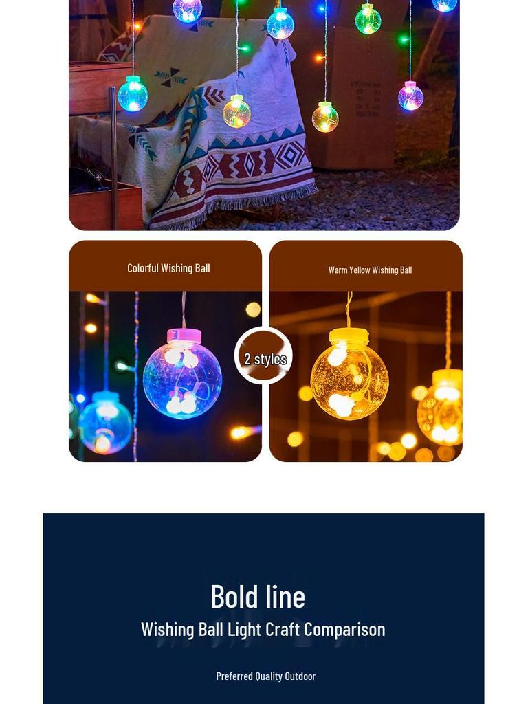 Outdoor Solar Starry Ice Ball Curtain Lights for B&B, Gazebos, Courtyards, and Balconies