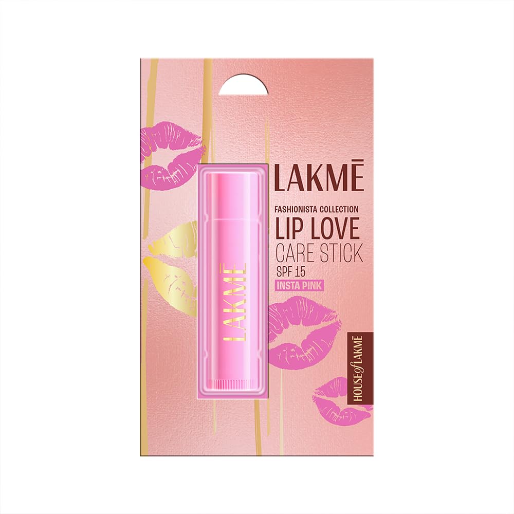 

Lakme Lip Love Care Stick Insta Pink, with 10% Vitamin E Complex, nourished with Shea & Cocoa Butter and enriched with Almond & Jojoba Oil for 24