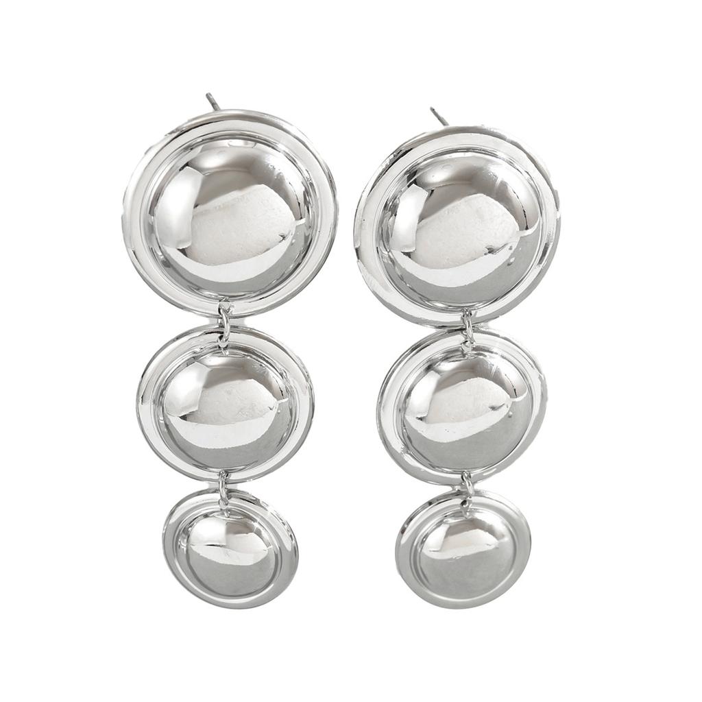 Geometric Fashion OL American Earrings for Women Circle Double Layer Design Versatile
