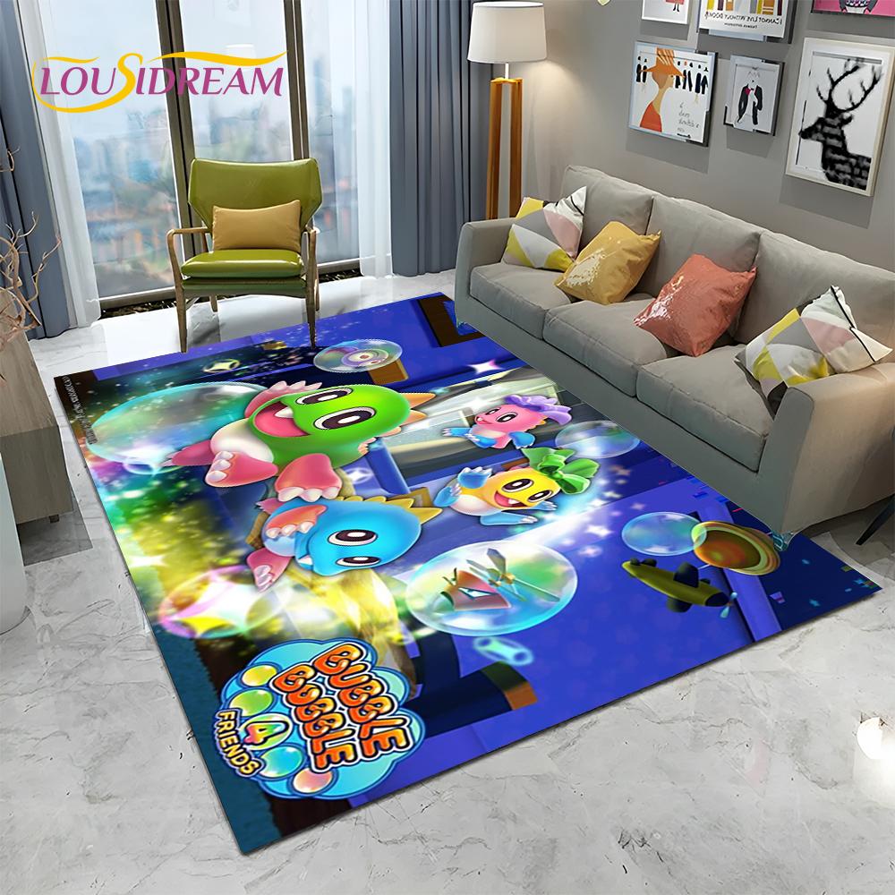 Cartoon Bubble Bobble Game Gamer Carpet Rug for Home Living Room Bedroom Sofa Doormat Decor,kid Play Area Rug Non-slip Floor Mat