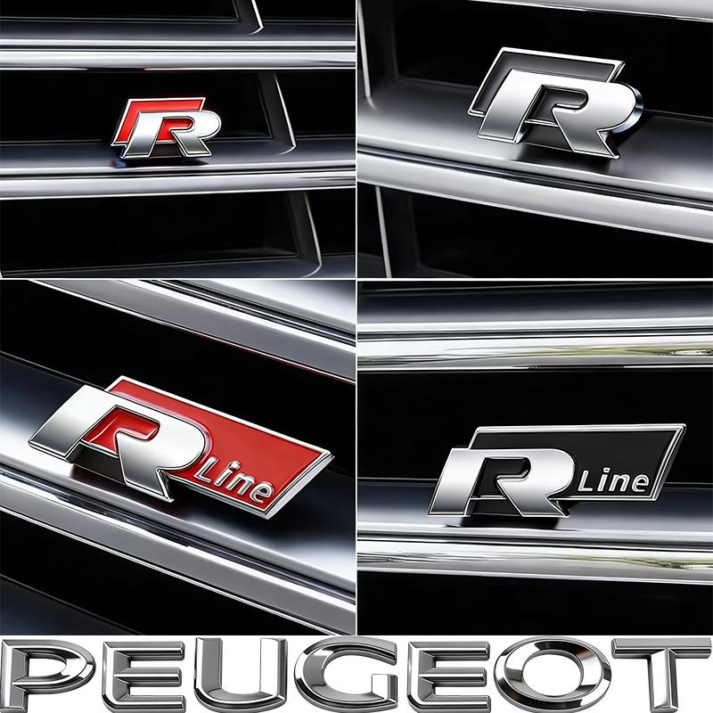 For Volkswagen Je3D Metal R logo Sticker Car Rear Trunk Body Emblem Sticker For VW GTI Polo Passat B6Golf MK6 Tiguan Jetta Beetle ID.3 CC/Hub Cap