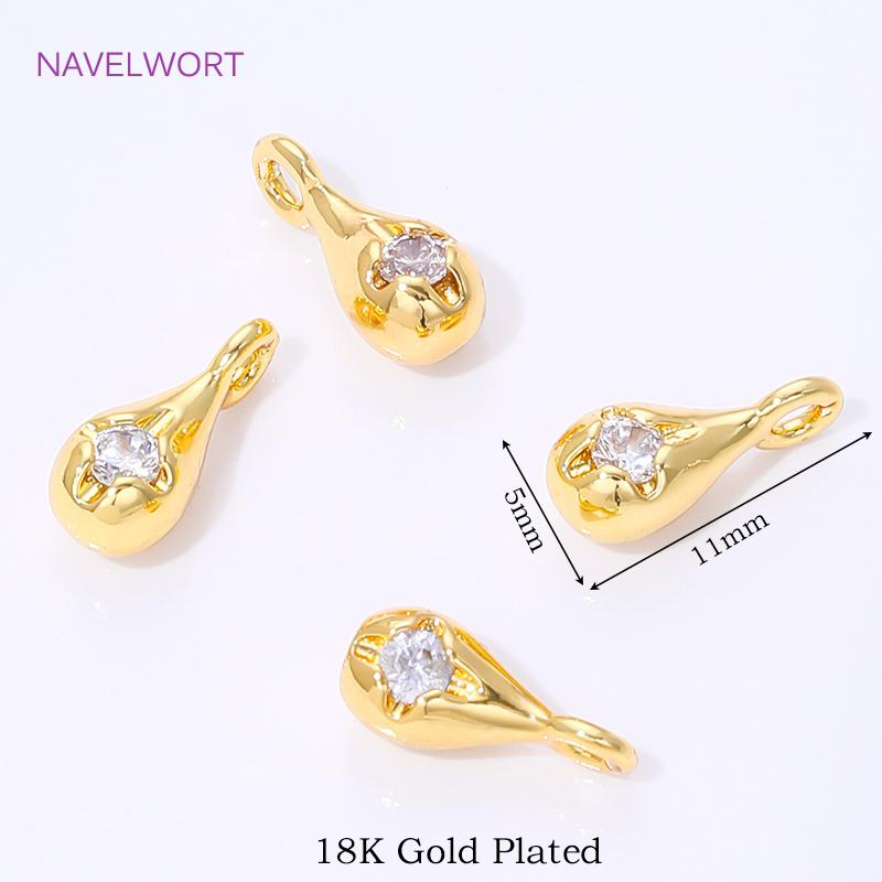

18K Gold Plated Drop Pendants Charms For Jewelry Making Supplies,Brass With Zircon Decorative Pendants,DIY Bracelets Accessories 5 pieces