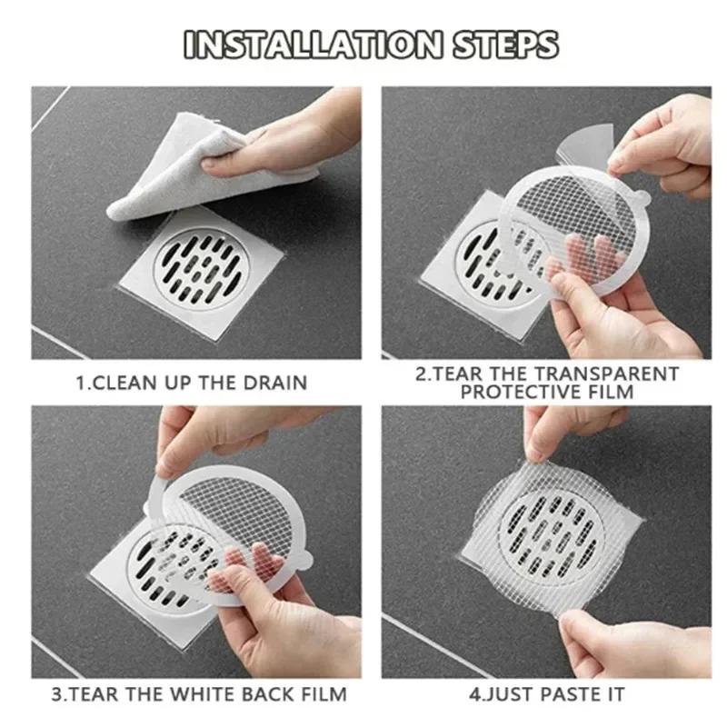 5/30pcs Anti-blocking Filter Screen Sink Sewer Outfall Stopper Floor Drain Sticker Hair Catcher Household Cleaning Products