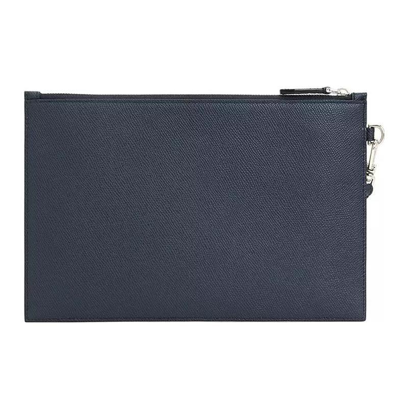 Bally Letter Logo Zip Closure Calfskin Clutch Men clutch Navy-Blue 6232049