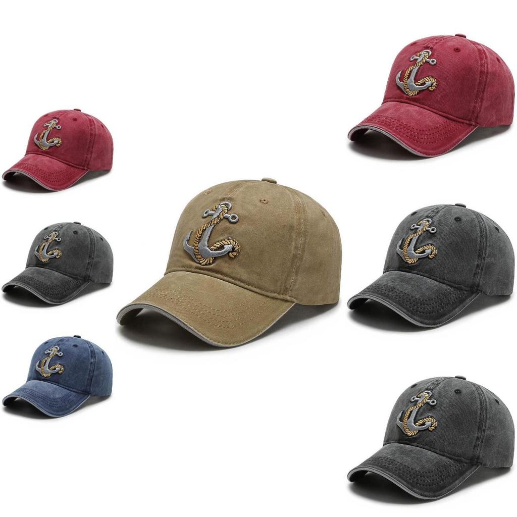 Cappellino da baseball da uomo alla moda con design unico di ancora ricamata per le stagioni primaverile e autunnale
