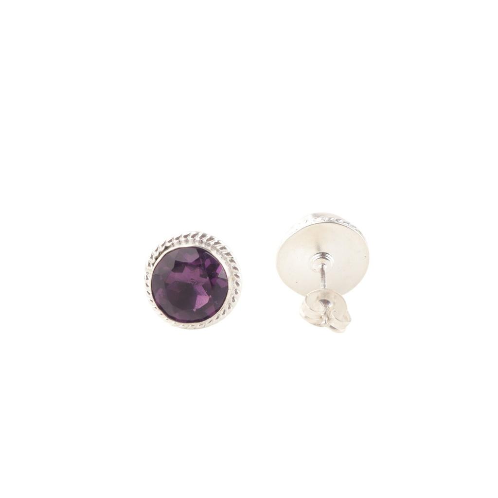 Amethyst Gemstone 925 Sterling Silver Jewelry Handmade Earrings 0.53" For Women EE-147-4