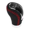Manual Gear Shift Lever Knob Shifter Head Universal 5 6 Speed Artificial Leather Red Stitching with Replaceable Paster