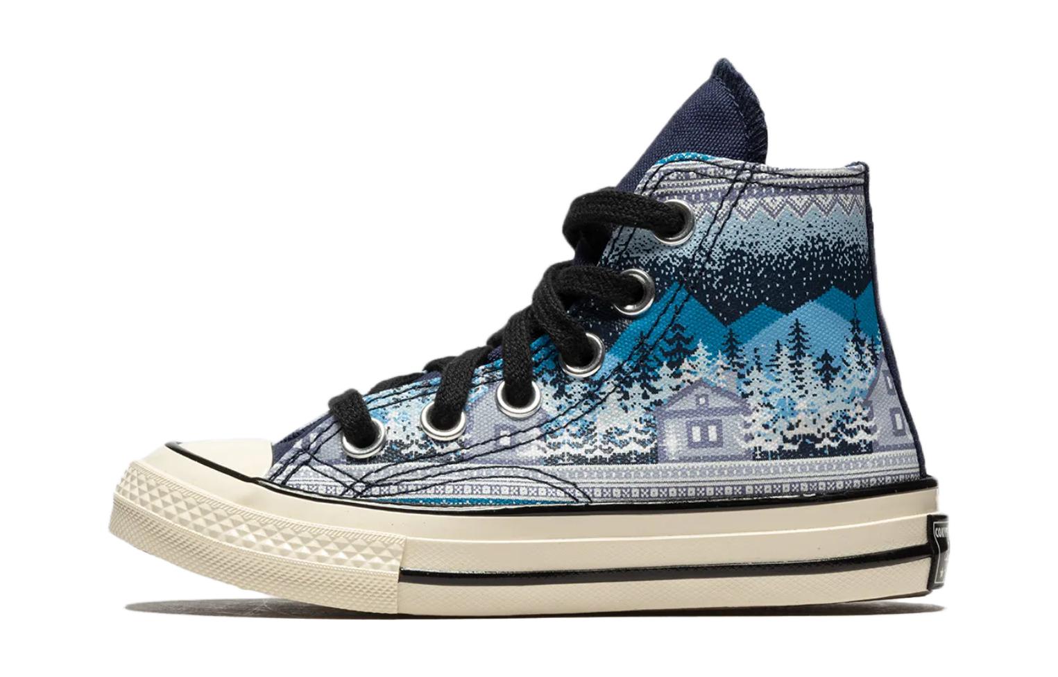 Converse Chuck 70 Удобные Износостойкие Высокие Кеды Черно-Синие 372107C 33