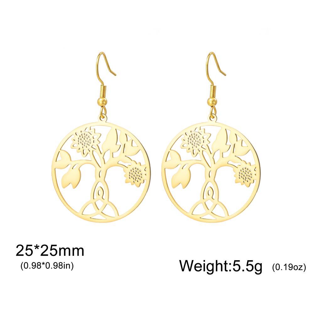 Dawapara Celtics Motherhood Knot Sunflower Women Earrings Triquetra Irish Knot Protection Amulet Stainless Steel Jewelry