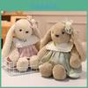 Pp Cotton Plush Bunny Doll With Checkered Dress And Floral Bow Decoration For Women And Friends