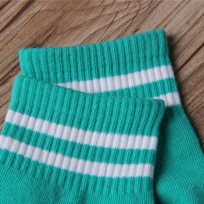 Socks Women's Spring and Summer Two-bar Solid Colour Sports and Leisure Mid-calf Socks Breathable Sweat Anti-odour Short Male