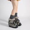 Winter Furry Lace Up Women Snow Boots Concise Height Increase Shoes Female Thick Sole Warm Cotton Short Booties Zapatos De Muje