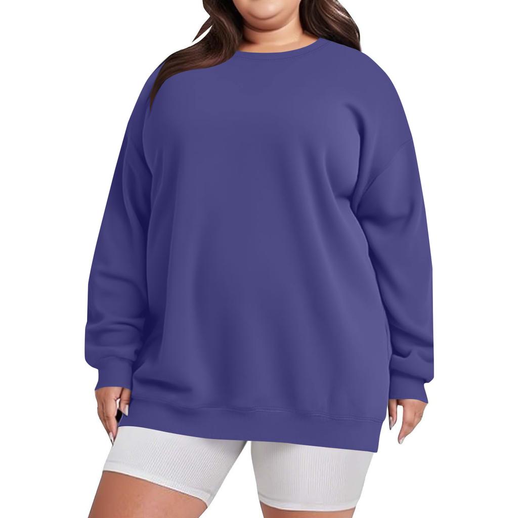 Plus Size Sweatshirt For  Women Oversized Crewneck Long Sleeve Pullover Tops