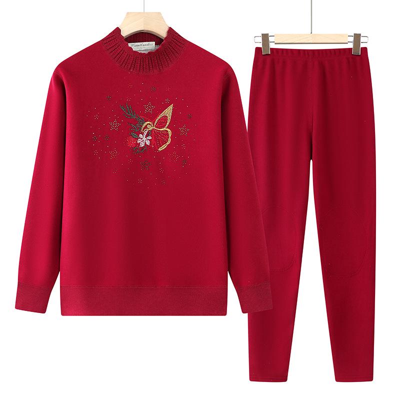 Women's Thermal Underwear Set for Autumn/Winter - Plus Velvet, Thickened for Middle-aged and Elderly Women