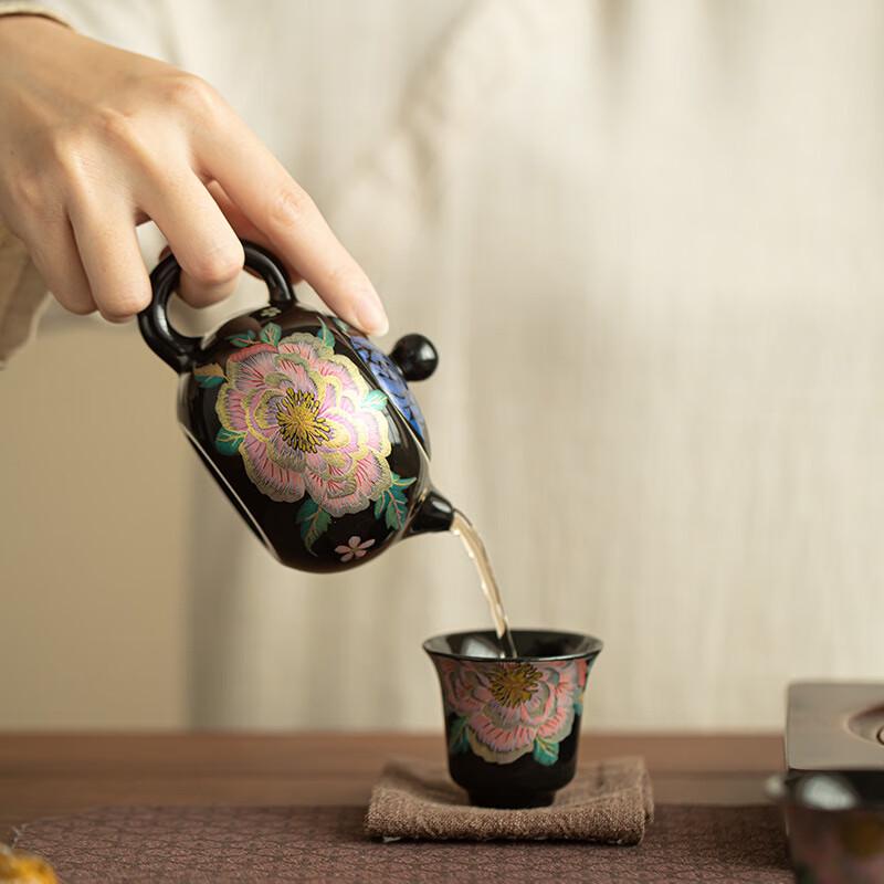Shangqi Peony Ink Splendor Xishi Teapot