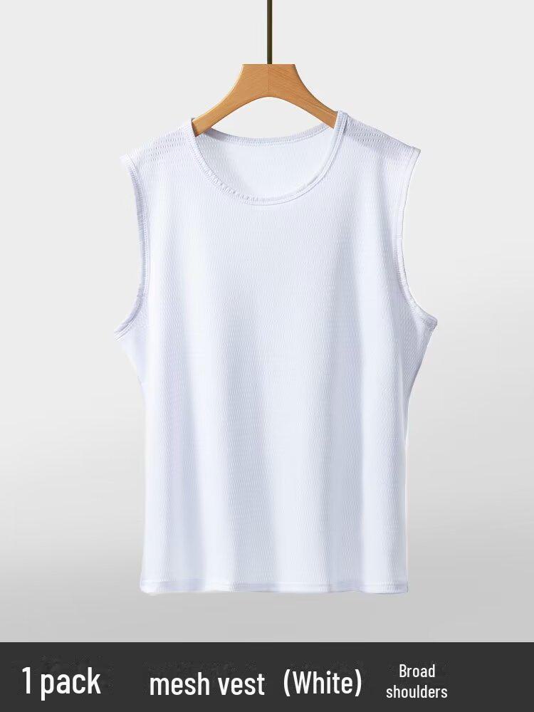 

Мужской летний облегающий дышащий жилет для фитнеса в американском стиле M; Mesh wide shoulder белый