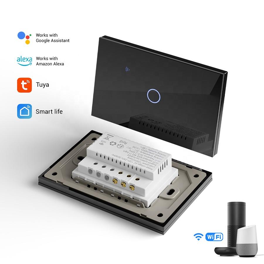 Interruttori Smart Touch in Vetro per Luci, 1 Posto Bianco Nero da Incasso a Parete Controllo APP Compatibile con Alexa e Google Home