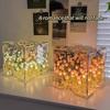 20pcs Flower DIY Tulip Mirrror Pink/Blue/Purple String Light Square Shape 3D Night Light Creative Birthday Handmade Lamp