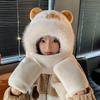 Furry Cartoon Capybara Hat with Scarf Gloves Set Thicken Furry Hat Oversized Headgear Hat for Winter Commute