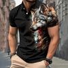 Men's Polo Shirt Animal Graphic Print Outdoor Casual O Neck Fine Horse Short Sleeve Street Fashion Male Oversized Clothing