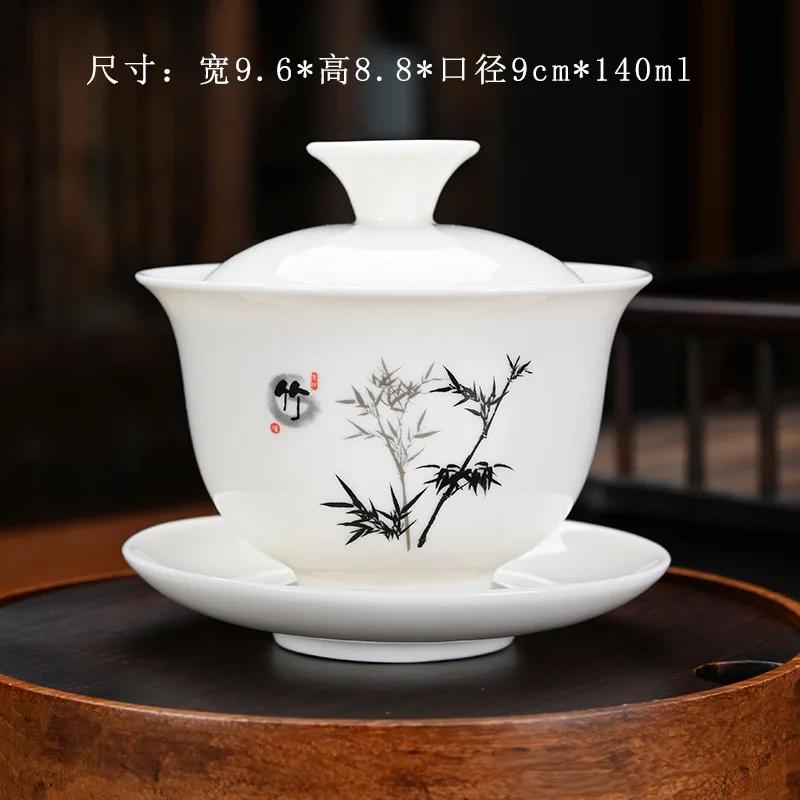 Ceramic Tea Tureen Lid Bowl Saucer Handmade Teaware Chinese Home Decor Kung Fu Porcelanas Tea Cup Sancai Gaiwan Tea Cups