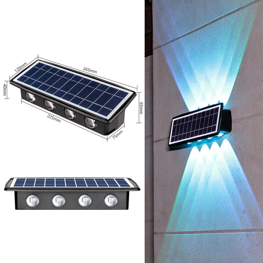 Lampă LED de perete pentru exterior, impermeabilă: Lumină solară cu funcție sus-jos pentru grădină și pereți exteriori