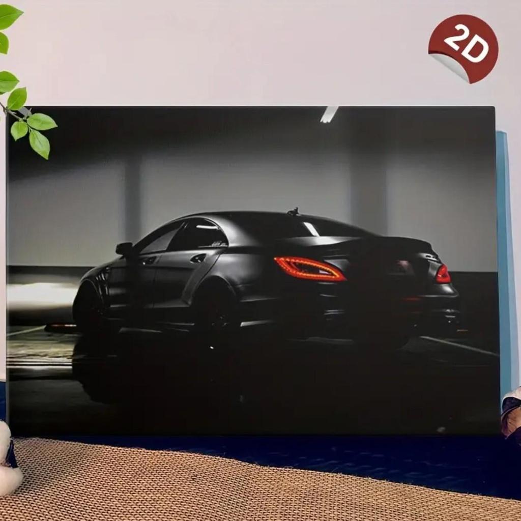 Arte da Parete Pittura su Tela per Auto 3D con Cornice in Pino per Soggiorno