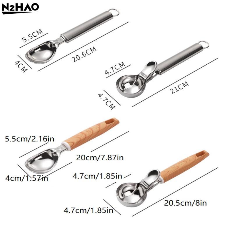 1PC Long Handle Spoon Stainless Steel Dual-purpose Ice Cream Scoop Ice Cream Scooper Multifunctional Fruit Scoop Kitchen Supplie