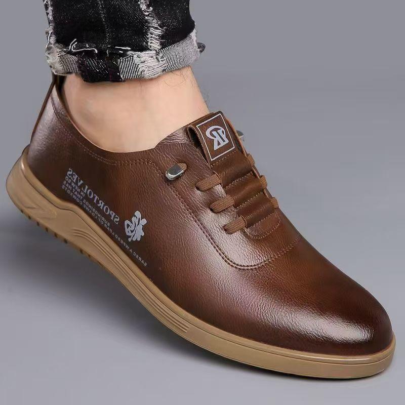 

2025 spring and summer new men s daily casual leather shoes men s soft-soled soft-leather foot-covering single shoes trendy flat shoes 44