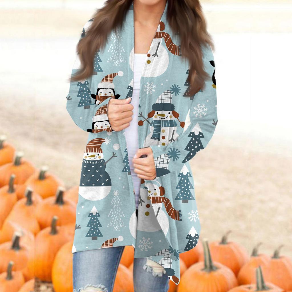 Women's Autumn Cardigan Women Print Long Sleeve Front Cardigan Top Lightweight Fashion Casual Jacket