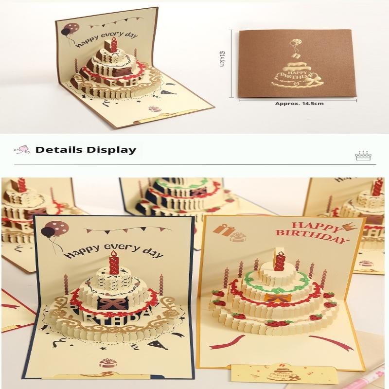 3D Unique Pop Up Birthday Card For Kids Boy Baby Shower First Birthday Party Greeting Cards Handmade Miniatures Postcard Gifts