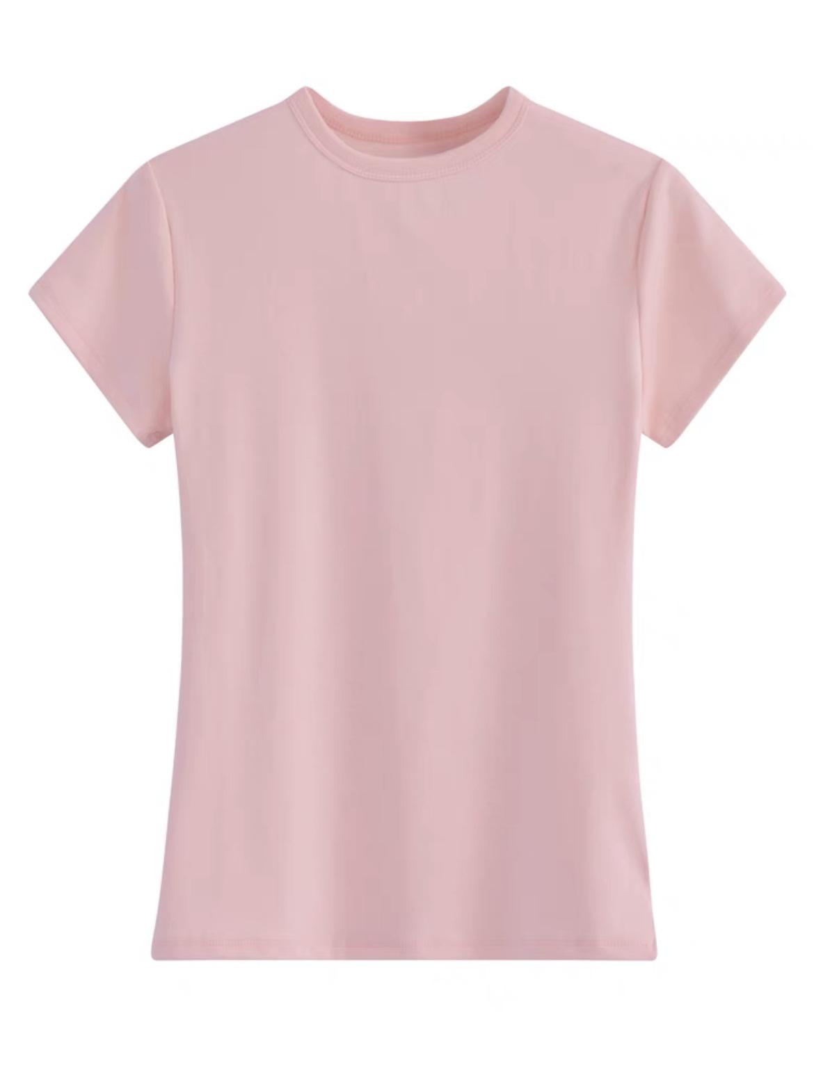 

Fa Cai Otaku Girl Same Pink Front Shoulder Short Sleeve T-Shirt Women s Skinny Skinny Waist Pure Desire Bottom Top Women S (recommended within 50kg years old)