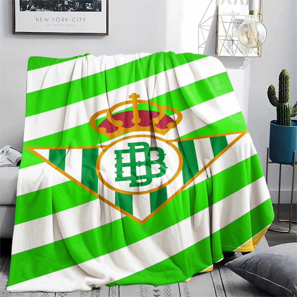 1Pc Real Betis Print Flannel Blanket, High quality Comfortable for All Seasons, Home Decor, Warmth and Comfort, Perfect for Christmas GiftS