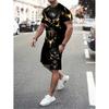 Men's 2 Piece Tracksuit Lightning Skull Print Short Sleeve T Shirt Shorts Set Casual Streetwear Camiseta Conjunto Masculino