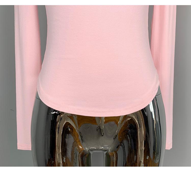 Korean Dongdaemun Sexy Square Neck Slimming Long Sleeve Low-Cut Top for Women