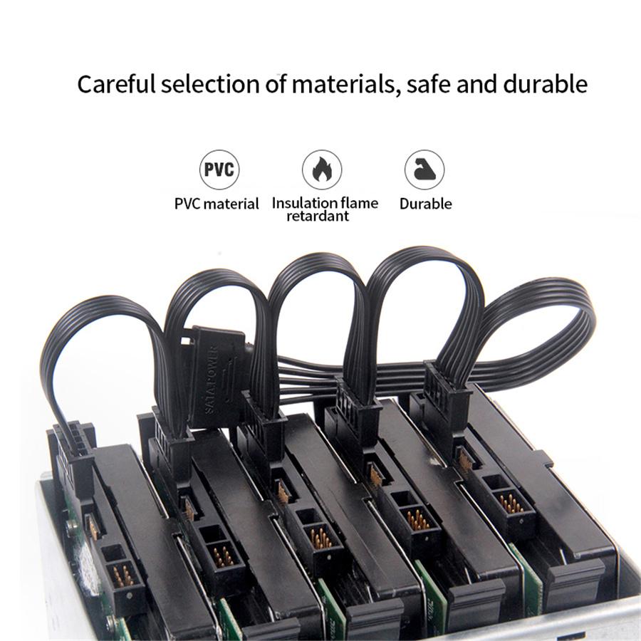 15Pin SATA Power Supply Splitter Cable 1 Male to 5 Female Extension Power Cord