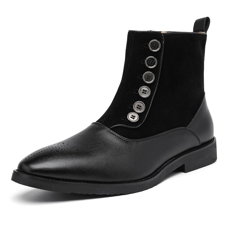 

Men s leather boots Retro Gentleman Style Leisure Business Office Outdoor Wedding Party Men s black shoes plus size -46 46