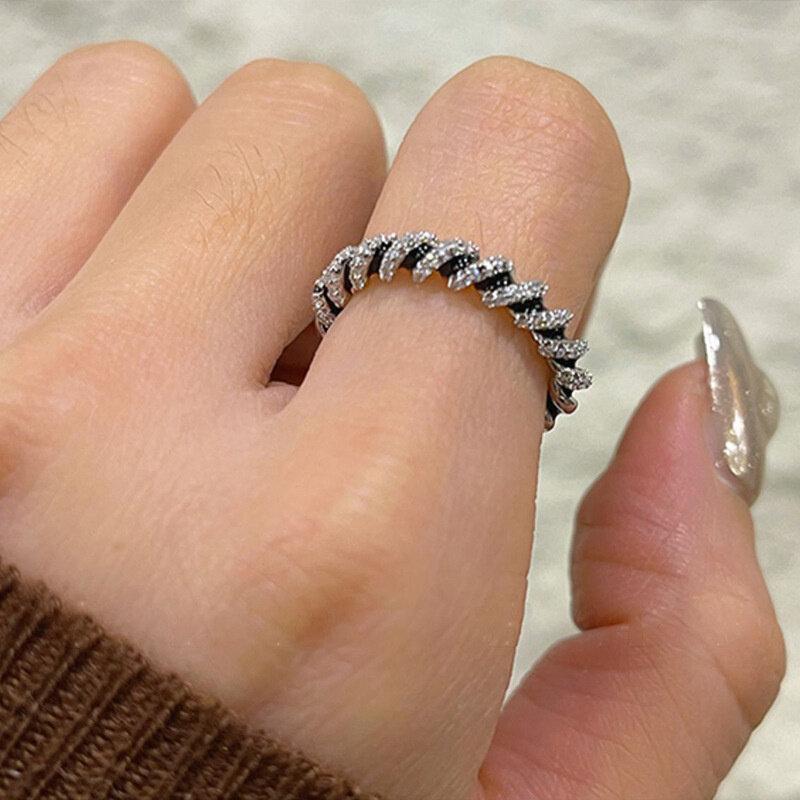 Inel cu zircon Inele de oțel inoxidabil cu zirconiu clasic Moda de lux Femei Inele cu personalitate Fete Norocoase Cadouri pentru petrecere de nuntă