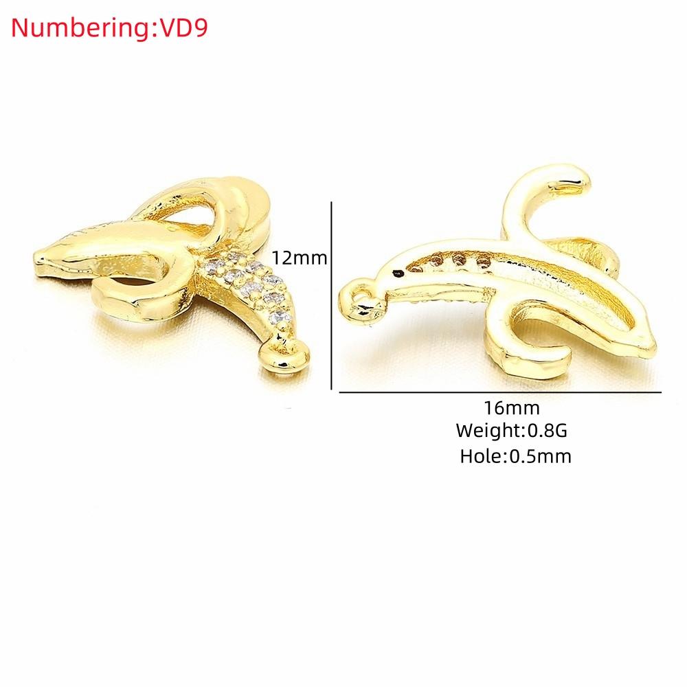 ZHUKOU Fruit Party Gold Plated Inlaid Zirconia Sweet And Cute Fruit Metal Pendant For DIY Jewellery Accessories 1 Pcs