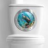3D Sea Turtle Toilet Sticker Undersea Submarine Window Pattern Self-Adhesive Toilet Lid Decal Waterproof Bathroom Wall Sticker for Bathroom Bedroom